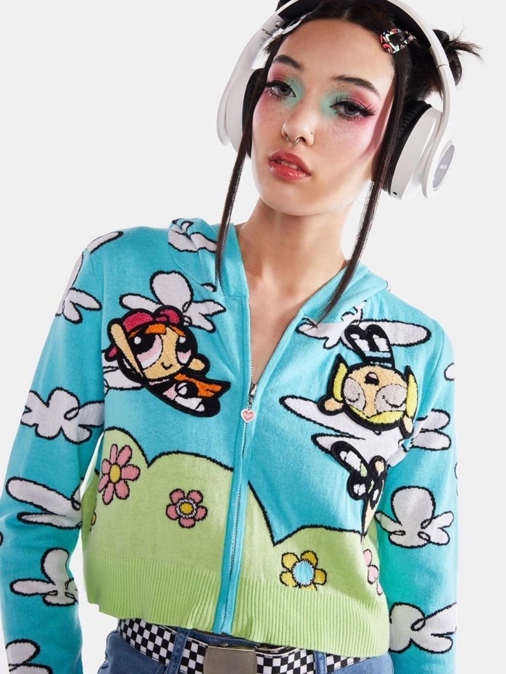 NWT - DOLLS KILL X THE POWERPUFF GIRLS SIGNAL IN THE SKY ZIP-UP HOODIE - XL - Picture 8 of 9